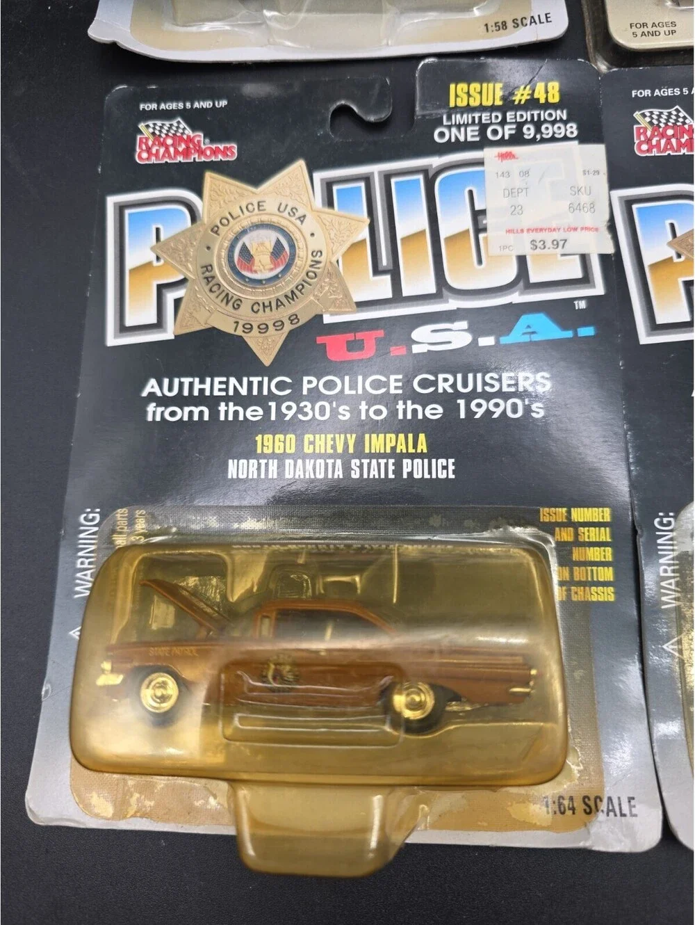 Lot Of 4 Racing Champions Police USA 1:64 Diecast Impala Corvair Ford Coupe